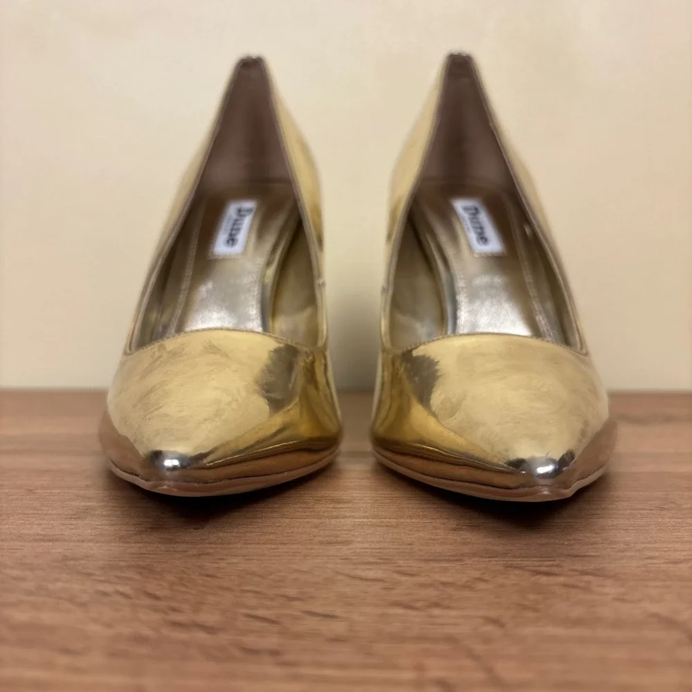 DUNE LONDON Audleys Pointed Toe Pumps Gold Women Size 36 Rhinestone Floral Party